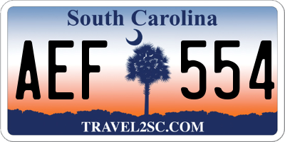 SC license plate AEF554