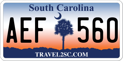 SC license plate AEF560
