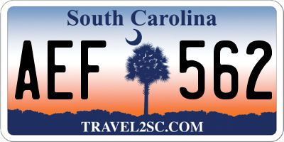 SC license plate AEF562