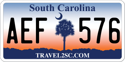 SC license plate AEF576