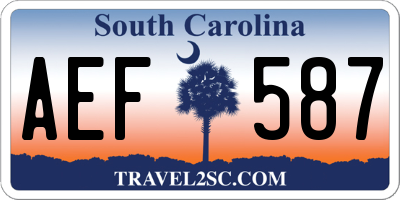 SC license plate AEF587