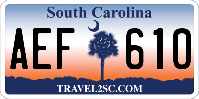 SC license plate AEF610