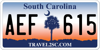 SC license plate AEF615