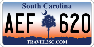 SC license plate AEF620