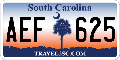 SC license plate AEF625