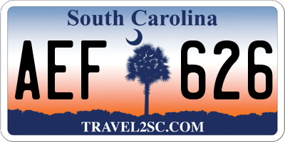 SC license plate AEF626