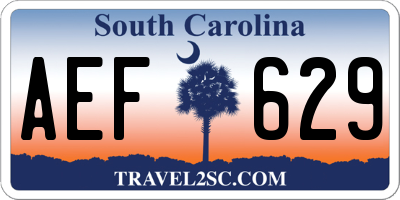 SC license plate AEF629