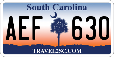 SC license plate AEF630