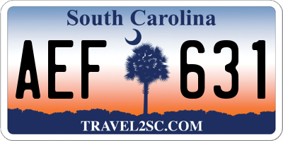 SC license plate AEF631