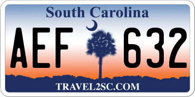 SC license plate AEF632