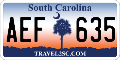 SC license plate AEF635