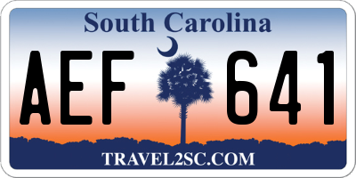 SC license plate AEF641