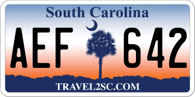 SC license plate AEF642