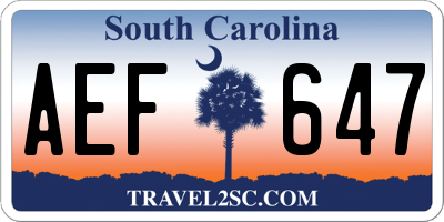 SC license plate AEF647