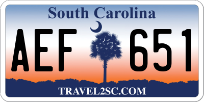 SC license plate AEF651