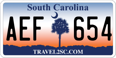 SC license plate AEF654