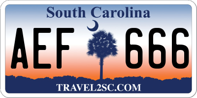 SC license plate AEF666