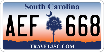 SC license plate AEF668