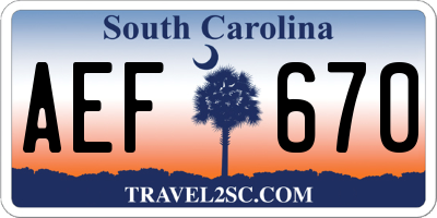 SC license plate AEF670