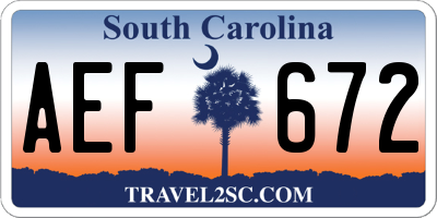 SC license plate AEF672