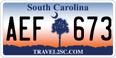 SC license plate AEF673
