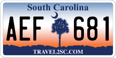 SC license plate AEF681