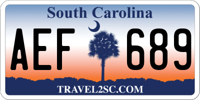 SC license plate AEF689