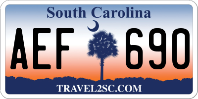 SC license plate AEF690