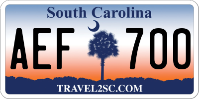 SC license plate AEF700