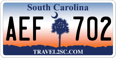 SC license plate AEF702