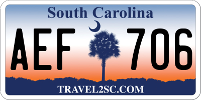 SC license plate AEF706