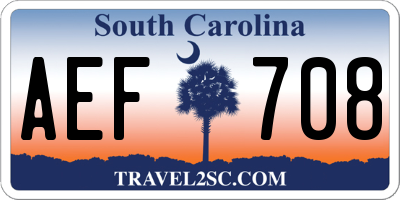SC license plate AEF708