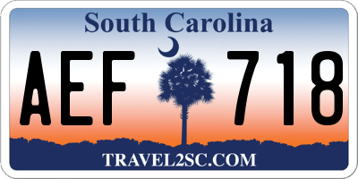 SC license plate AEF718