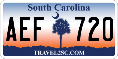 SC license plate AEF720