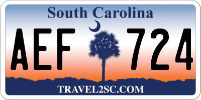 SC license plate AEF724