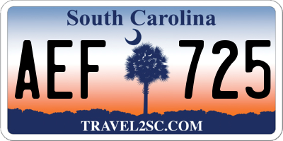 SC license plate AEF725