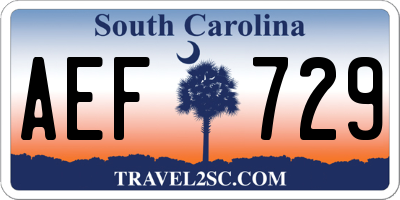 SC license plate AEF729