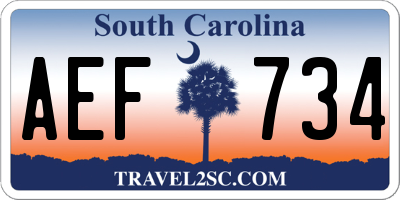 SC license plate AEF734