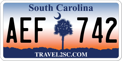 SC license plate AEF742