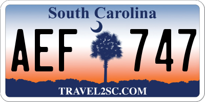 SC license plate AEF747
