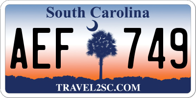 SC license plate AEF749