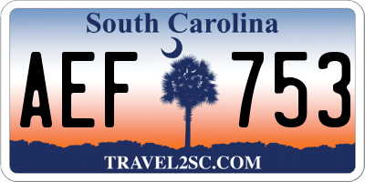 SC license plate AEF753