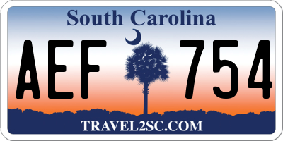 SC license plate AEF754