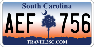 SC license plate AEF756
