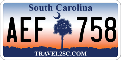 SC license plate AEF758