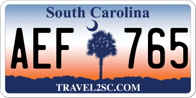 SC license plate AEF765