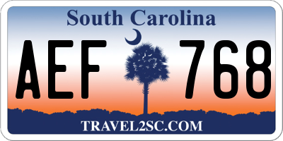 SC license plate AEF768