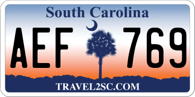 SC license plate AEF769