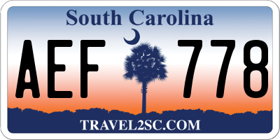 SC license plate AEF778