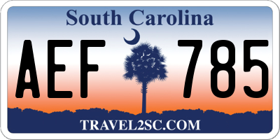 SC license plate AEF785